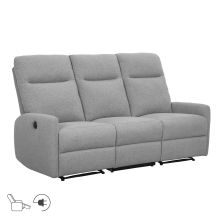 Recliner sofa KATY 3-seater with electric mechanism, light grey