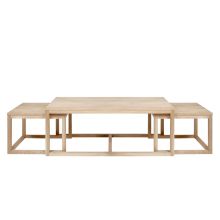 Coffee tables 3pcs CORNUS 51x56xH44cm, 51x56xH44cm, 120x60xH50cm, ash