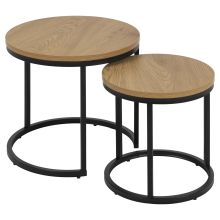 Coffee tables 2pcs SPIRO D45xH40cm, D35xH35cm, natural