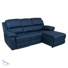 Corner sofa BERIT RC, manual recliner, dark blue