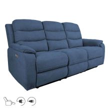 Recliner sofa MIMI 3-seater with electric mechanism, blue