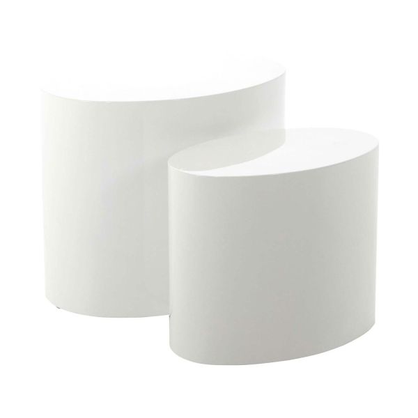 Журнальні столики 2 шт. MICE 48x33xH40см, 40x24,5xH33см, білі