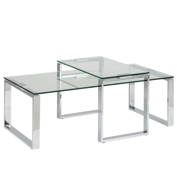 Журнальні столики 2 шт. KATRINE 115x155xH35см, 69x40xH40см, скло