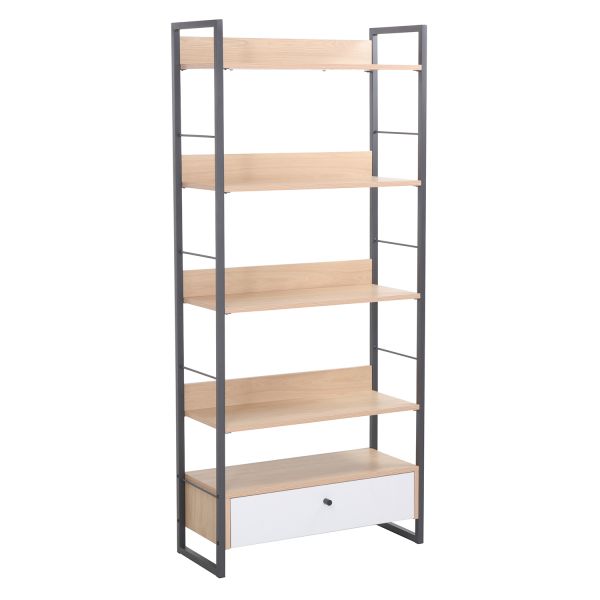 Полиця STUDY 70x30xH159 см, дуб/білий