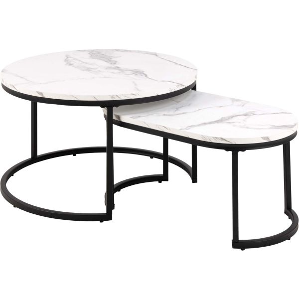 Журнальні столики 2 шт. SPIRO D70xH42см, 70x40xH34,5см, білі