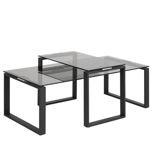 Журнальні столики 2 шт. KATRINE 115x55xH37,5 см, 69x40xH45 см, димчасто-сірі