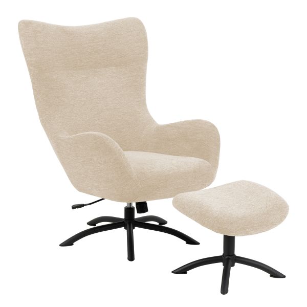 Крісло TALGARTH розкладне з пуфом для ніг, бежеве